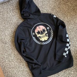 Hooded Zip Up Skull Sweater